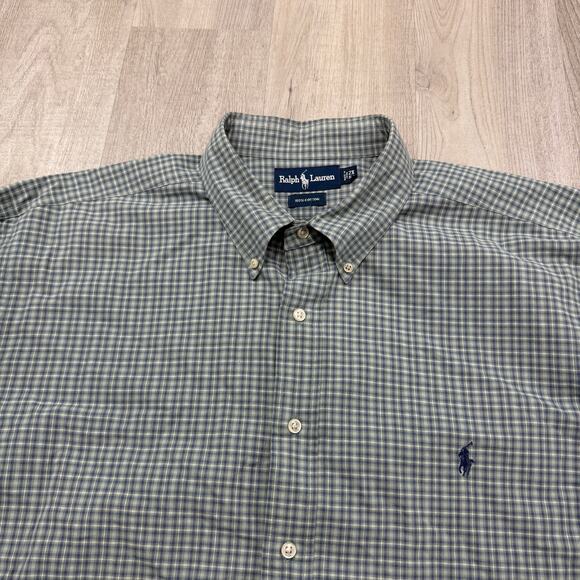 Polo Ralph Lauren Other - Vintage Polo Ralph Lauren Button Down Shirt Men's 2X Big Green Blue Plaid 90s